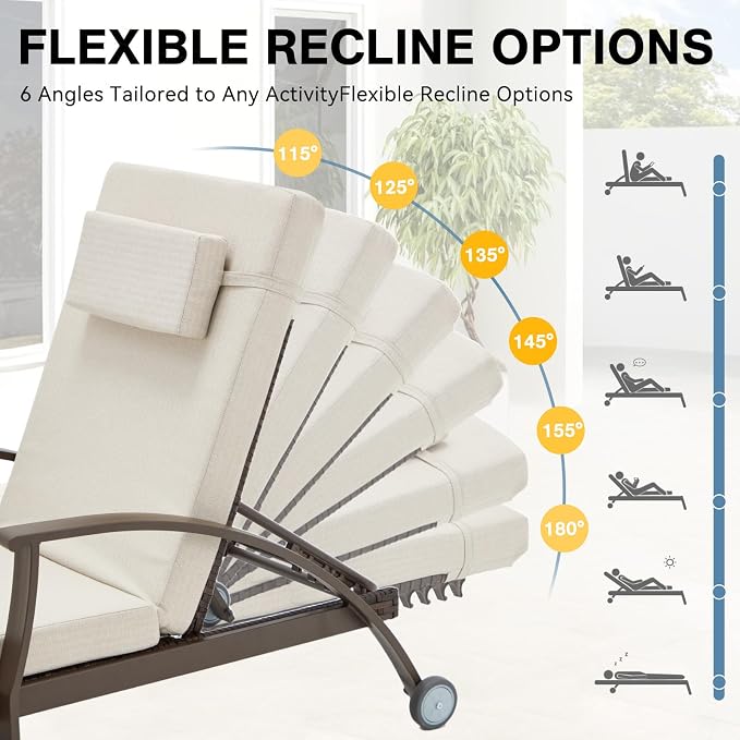Outdoor Chaise Lounge Chairs Set of 2 - Image 4