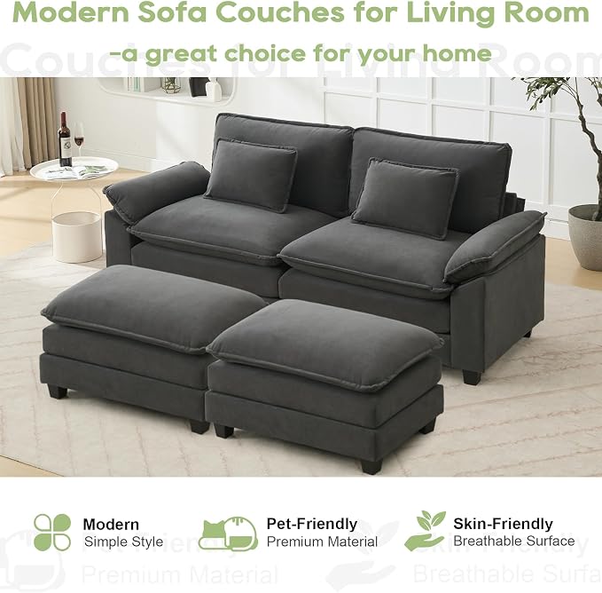 Oprisen 86" Modular Sectional Sofa, Comfy Cloud Couch Sectional Sofa - Image 7
