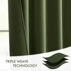 MIULEE Olive Green Back Tab Blackout Curtains 52x90 Inch Long 2 Panels Set | - Image 7