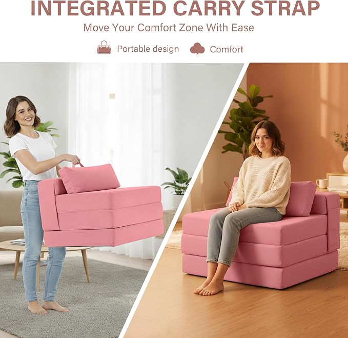 Tiita Folding Sofa Bed Chair, 4-Fold Convertible Sleeper Chair - Image 4
