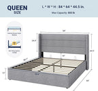 Allewie Queen Size Lift Up Storage Bed, Modern Wingback Headboard, Hydraulic - Image 2