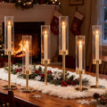 Gold Hurricane Candle Holders Set of 6, Tall Metal Windproof Glass Taper Candle by Batoslee