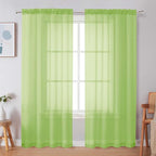 Simplebrand Lime Sheer Curtains 84 Inches Long, Light Filtering Rod Pocket - Image 3