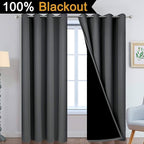 Yakamok Dark Grey 100% Blackout Curtains 90 Inches Long 52" Wide 2 Panels | - Image 2