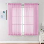 Chyhomenyc Pink Sheer Curtains 63 Inches Long 2 Panels, Light Filtering Bright by Chyhomenyc
