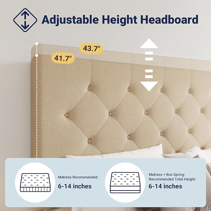 Allewie Upholstered King Size Platform Bed Frame - Image 4