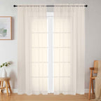 Cream Sheer Curtains 84 Inches Long 2 Panels Set by WelvetBLK