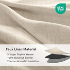 100% Blackout Linen Textured Curtains 90 Inch Long, Natural Flax | 100% - Image 4