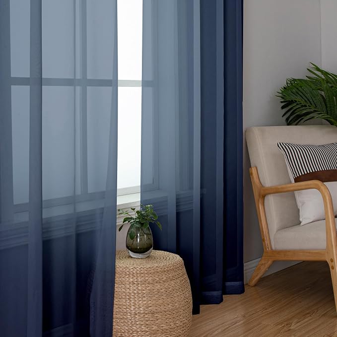 Sheer Curtain Panels Set 96" Inches Long, Solid Voile Light Filtering Airy - Image 5
