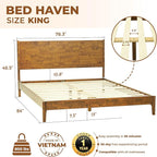 Acacia Haven King Wooden Bed Frame, 100% Solid Wood Platform Bed - Image 2