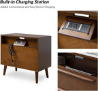 HULALA HOME End Table with Charging Station, Mid-Century Modern 2 Drawer and - Image 5