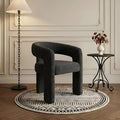 Modern Sherpa Barrel Dining Chair Upholstered Faux Fur Dining Room Chair by QUINJAY