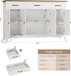 HORSTORS 55" Buffet Cabinet, Modern Farmhouse Sideboard Buffet - Image 3