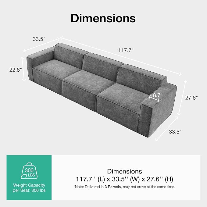 Novilla Modular Sectional Sofa, No Assembly Cloud Sectional Couch - Image 2