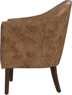 HomePop Modern Barrel Accent Chair, Distressed Brown Faux Leather - Image 7