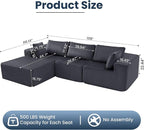 DUMOS 108" Boneless Couch, Cloud Sectional Couch - Image 3
