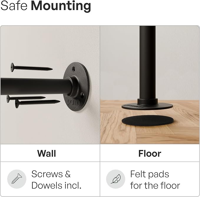 pamo Industrial Pipe Clothing Rack – Wall Mounted Black Closet System in - Image 5