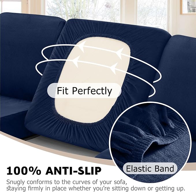 Arfntevss Velvet Corner Sectional Couch Covers Slipcovers L Shape Couch Cushion - Image 3