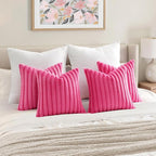 MIULEE Faux Fur Plush Decorative Throw Pillow Covers 20x20, Hot Pink | Set of 4 - Image 6
