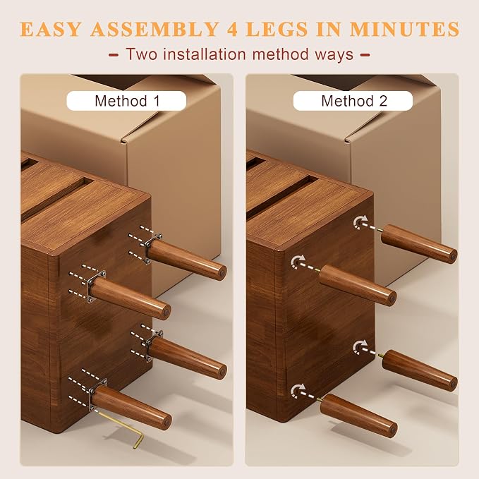 Nightstand with 3 Drawers Narrow Night Stand Solid Wood Bedside Table Mid - Image 6