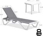 PURPLE LEAF Patio Chaise Lounge Chair Set of 3 Outside Aluminum Plastic - Image 2