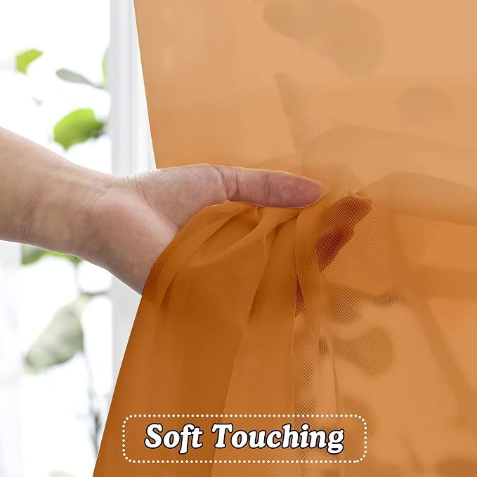 2 Panels Orange Sheer Valance - Image 5