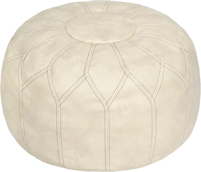 Thgonwid Unstuffed Moroccan Faux Leather Pouf Ottoman by Thgonwid