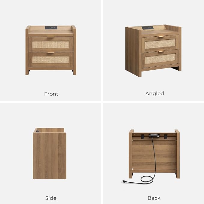 SICOTAS Rattan Nightstand End Table - Image 9