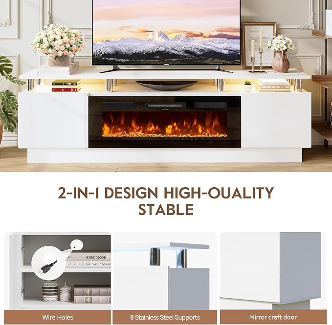 70" TV Stand & Entertainment Center, Media Console - Image 7