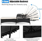 COSTWAY PE Rattan Chaise Lounge Chair Armrest Recliner Adjustable Pillow Black - Image 7