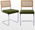 Zesthouse Natural Rattan Dining Chairs Set of 2, Olive Green Modern Kitchen by Zesthouse