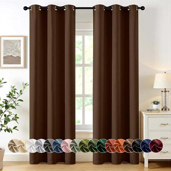 MIULEE Blackout Curtains for Bedroom 2 Panels 40 x 72 Inch Long Brown | Thermal by MIULEE