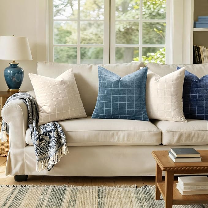 MIULEE Decorative Chenille Check Throw Pillow Covers Vintage Plaid Couch - Image 4