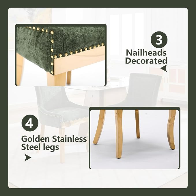 Upholstered Dining Chairs Set of 2, Modern Fabric Side Chairs - Image 6