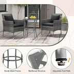 Tangkula 3-Piece Patio Furniture Set, PE Wicker Conversation Bistro Set w/A - Image 5