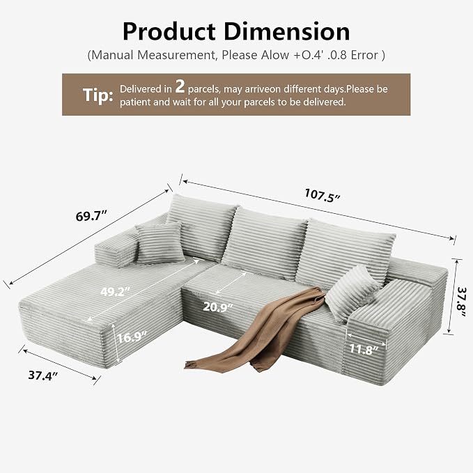 107.5" Cloud Sectional Couch - Image 2