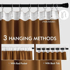 MIULEE Golden Brown Back Tab Blackout Curtains 52x96 Inch Long 2 Panels Set | - Image 3