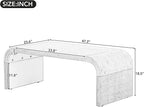 Minimalist Coffee Table with Curved Art Deco Design, Wood Rectangle Center Table - Image 4