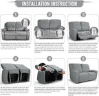 TAOCOCO Recliner Loveseat Slipcover, 6 Pieces Dual Recliner Sofa Covers - Image 6