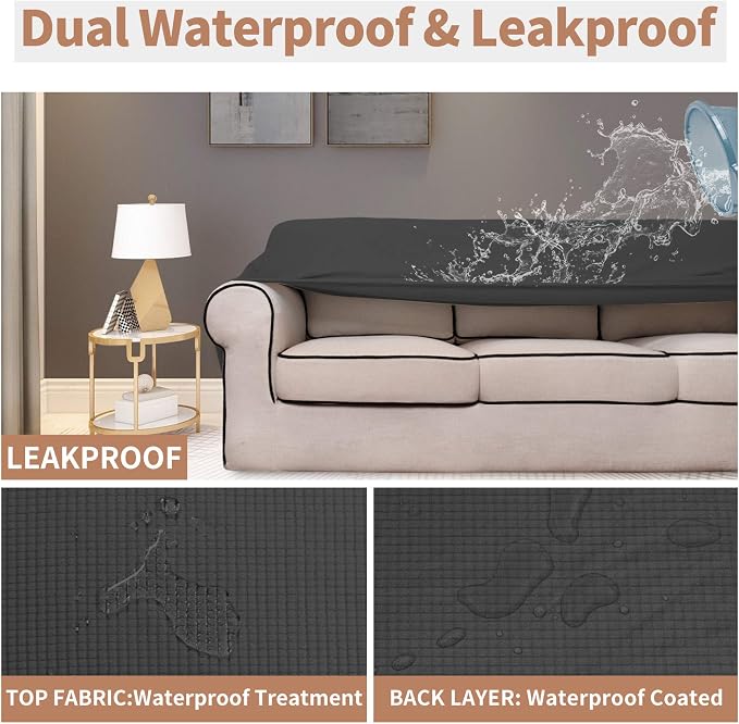 Easy-Going 100% Waterproof Loveseat Couch Cover Stretch Jacquard Sofa Cover | - Image 3