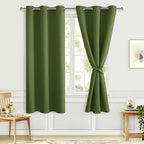 Room Darkening Curtains for Bedroom Olive Green 42x63 Inch 2 Panels | Thermal by Hiasan