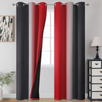 Red and Black Ombre Blackout Bedroom Curtains 84 Inch Long | Room Darkening by ESTELARTEXTILER