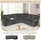 Arfntevss Sectional Recliner Couch Covers Velvet Washable Corner Sectional Sofa - Image 3