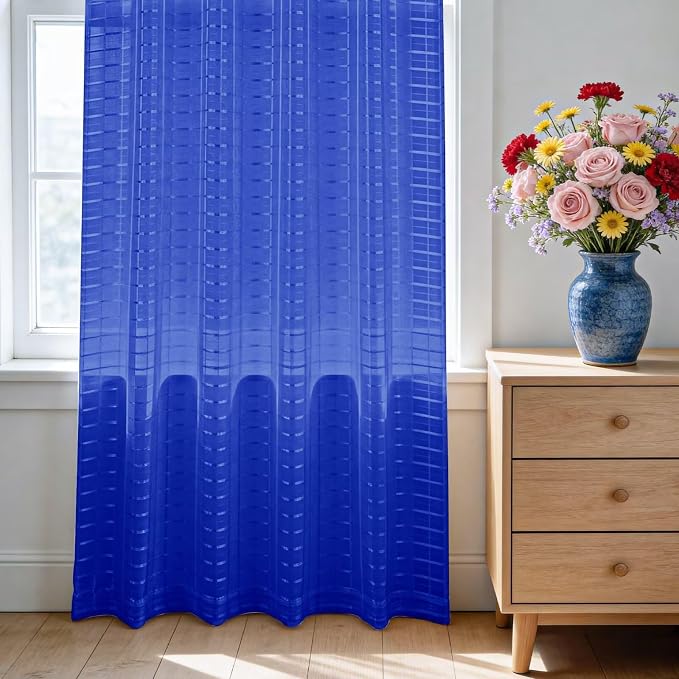 SpaceDresser Check Sheer Curtains 108 Inches Long - Image 3
