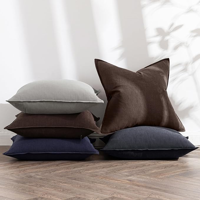 MIULEE Decorative Linen Pillow Covers 20x20 Inch Reddish Brown | Boho - Image 5