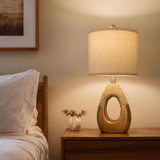 OYEARS 19" Table Lamps Set of 2, Boho Lamps - Image 2