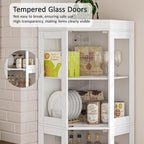 70''H Tall Corner Cabinet with Glass Doors, Farmhouse Storage Cabinet with 4 - Image 5