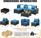 JOYURE 5 Pieces Patio Furniture Set All-Weather Outdoor Wicker Sectional - Image 3