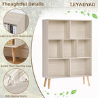 LEYAOYAO Cube Bookshelf 3 Tier Mid-Century Light Grey White Modern Bookcase - Image 4
