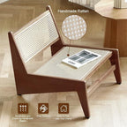 homary Mid Century Modern Chairs Set of 2, Japandi Walnut Rattan and Wood - Image 4